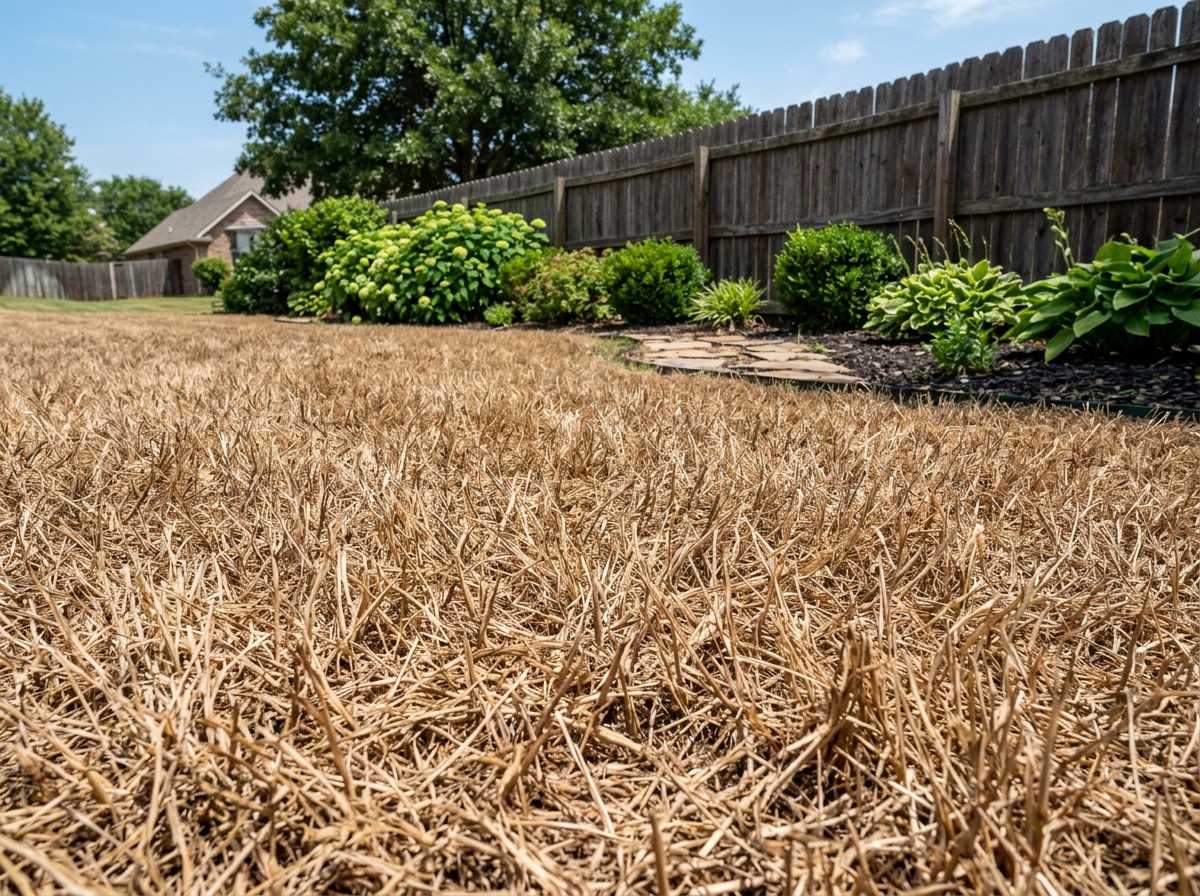 Browning, dying lawn after a glyphosate herbicide application during Osceola, WI lawn renovation